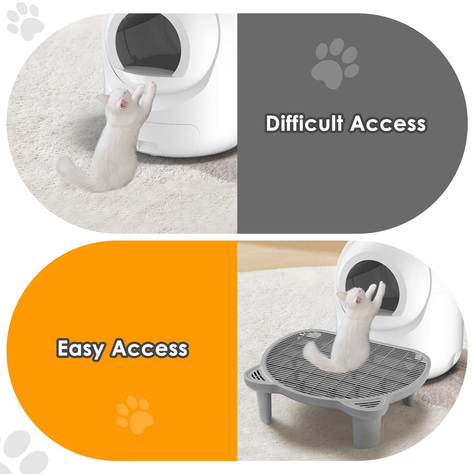 Litter Catching Step for Cat Litter Box, Litter Trap Stool for Automatic Litter Box Self Cleaning, Litter Collection Stairs, Litter Catcher Ramp for Old Geriatric Senior Cat or Kitten