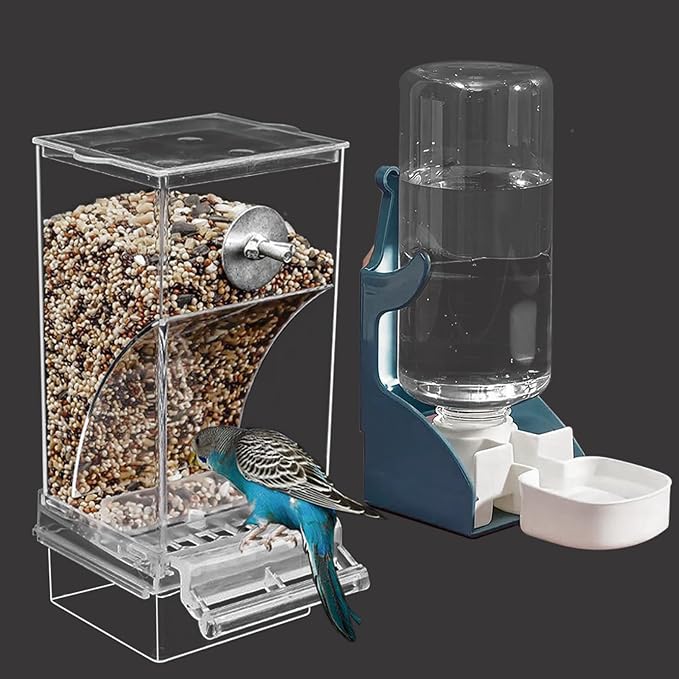 No Mess Bird Feeder for Cage Automatic No-Spill Transparent