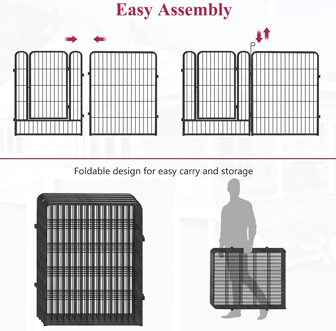 Dog Playpen Outdoor Dog Fence for Yard, 32inch 24 Panels Dog Pens Outside Anti-Rust Pet Playpen Exercise Pen with Lock for Large Medium Pets, Portable Pet Fence for Yard RV Camping
