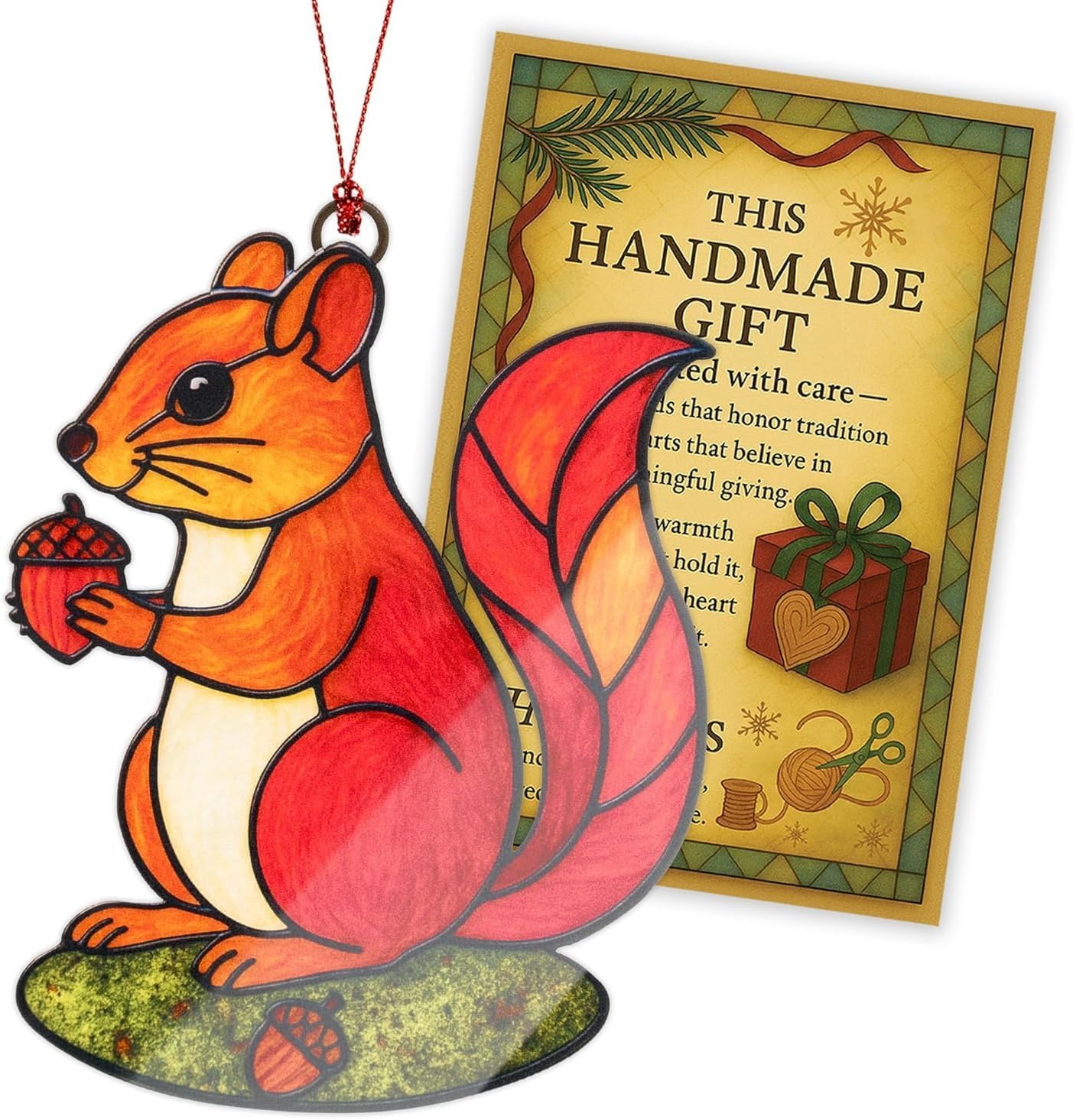 Squirrel Ornament for Tree, Squirrel Christmas Ornaments 2026, Animal Christmas Ornaments, Squirrel Gifts for Women, Woodland Creature Christmas Decor, Suncatcher Holiday Animal Ornaments for Tree