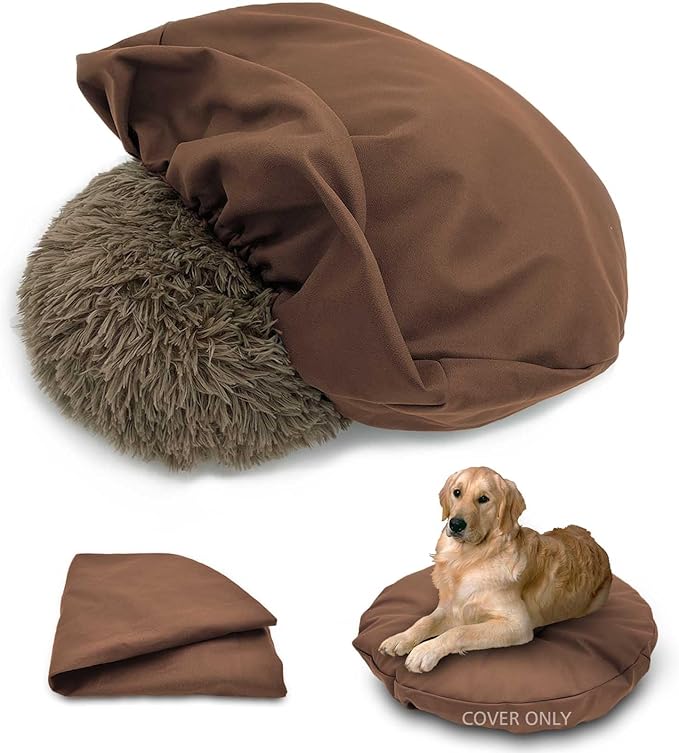 Dog Bed Cover Waterproof Replacement Machine Washable Covers for 36x36 Inch Dog Bed Heavy Duty Scratch Resistant Mattress Protector Pet Bed Round Brown Cover Only
