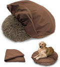 Dog Bed Cover Waterproof Replacement Machine Washable Covers for 36x36 Inch Dog Bed Heavy Duty Scratch Resistant Mattress Protector Pet Bed Round Brown Cover Only
