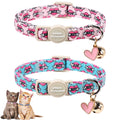 Unique Style Paws Pink Kitten Collars,Cute Valentine Cats Collar with Bell,Kitten Collar Breakaway Buckle with Heart Pattern,Adjustable Valentine Cat Collars,Ideal Gift for Boy Girl Cats