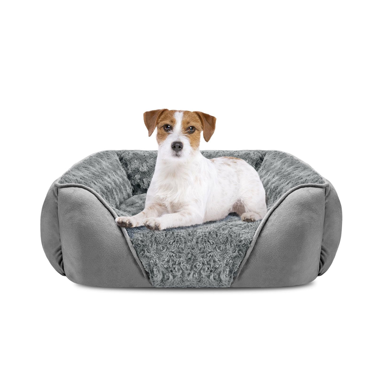 INVENHO Large Rectangle Orthopedic Dog Bed for Medium Small Dogs, Washable Soft Calming Puppy Sleeping Cuddler With Anti-Slip Bottom L(30"x24"x9")