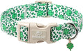 St Patricks Day Dog Collar for Medium Dogs - Leopard Lucky Clover Dog Collars, Lightweight Adjustable Irish Green Festival Shamrock Dogs Collars with Quick Release Buckle M