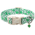Babole Pet St Patricks Day Dog Collar for Puppy Small Dogs - Leopard Lucky Clover Dog Collars, Lightweight Adjustable Irish Green Festival Shamrock Dogs Collars with Quick Release Buckle XS