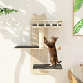 HHOFURN Cat Wall Shelves, 3 Platform Kitten Wall Furniture, DIY for Painting Cats Scratching Post with Sisal Scratching Post and Ball Toy