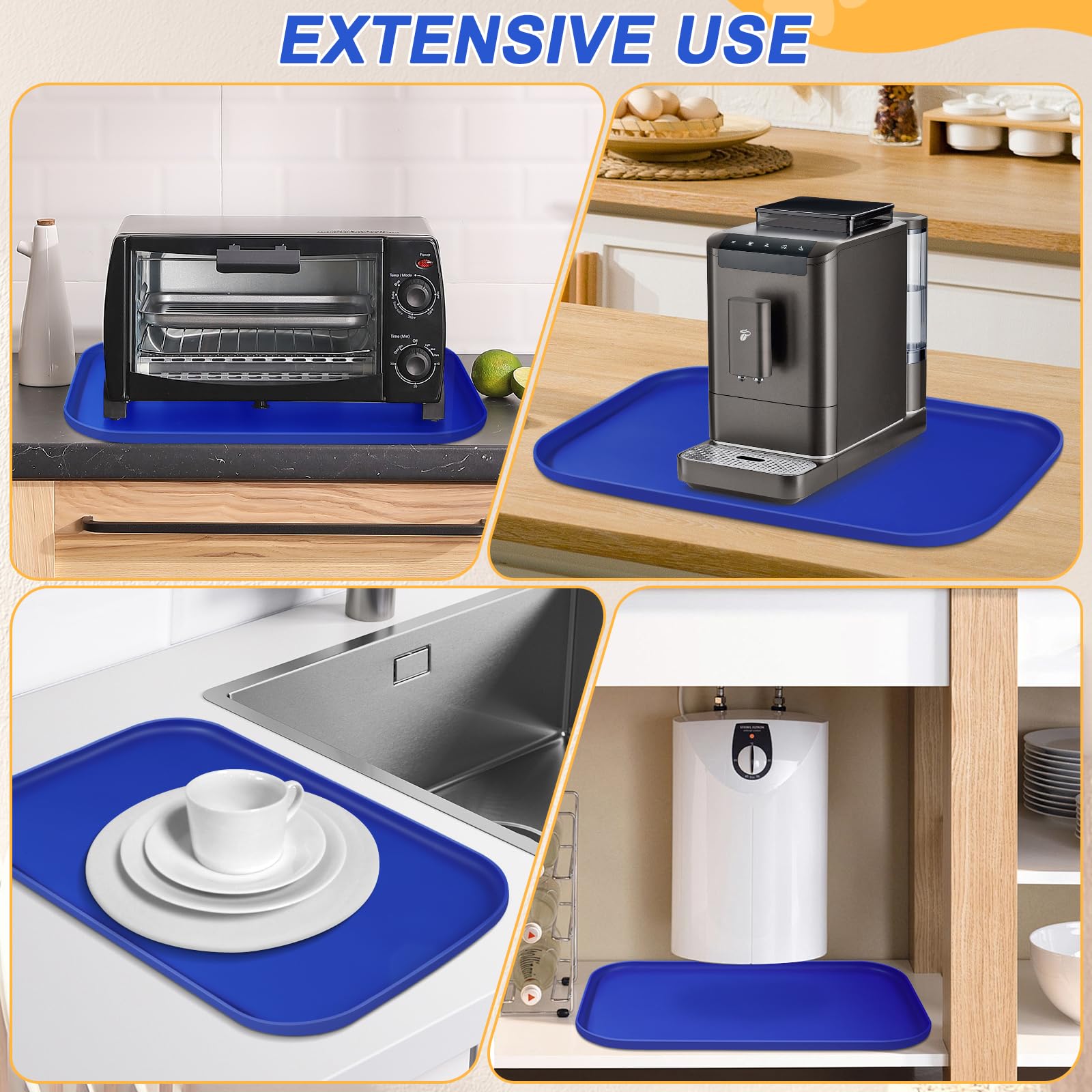 SMILOOL Waterproof Silicone Pet Food Mat with Raised Edge for Dog & Cat