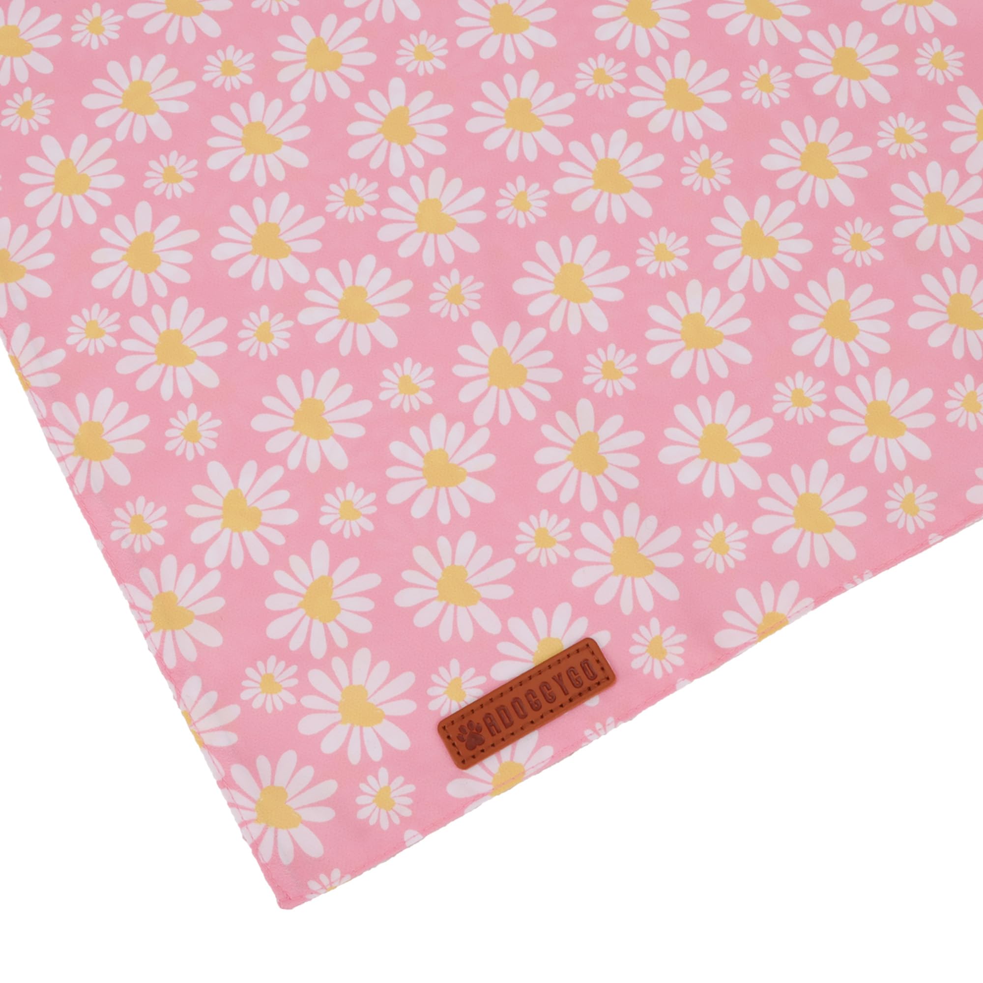 ADOGGYGO Pink Floral Dog Bandanas Girl, Cute Daisy Bandana, Small