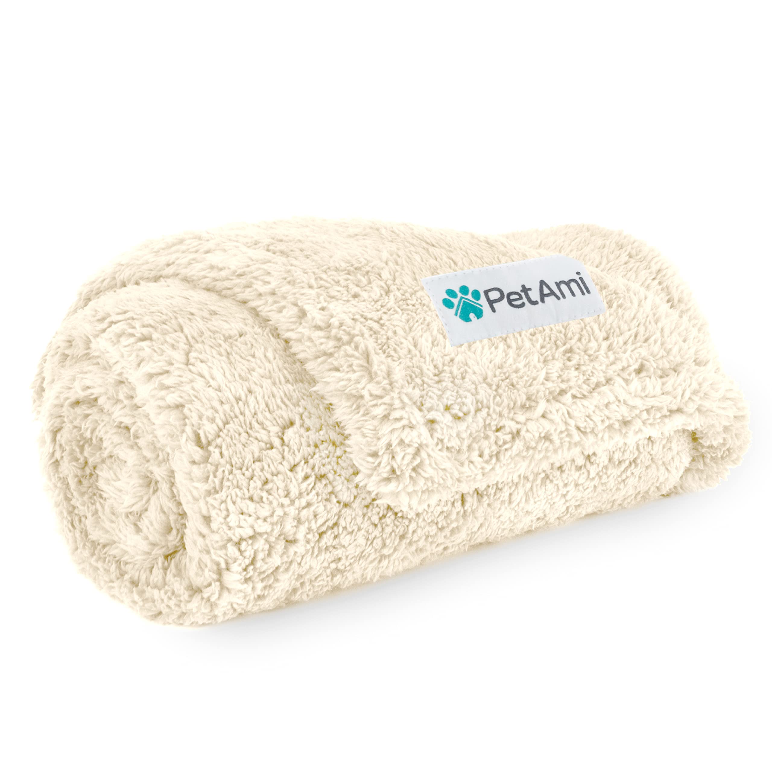 PetAmi Fluffy Sherpa Waterproof Dog Blanket for Small Pet Cat, 24x32 Beige