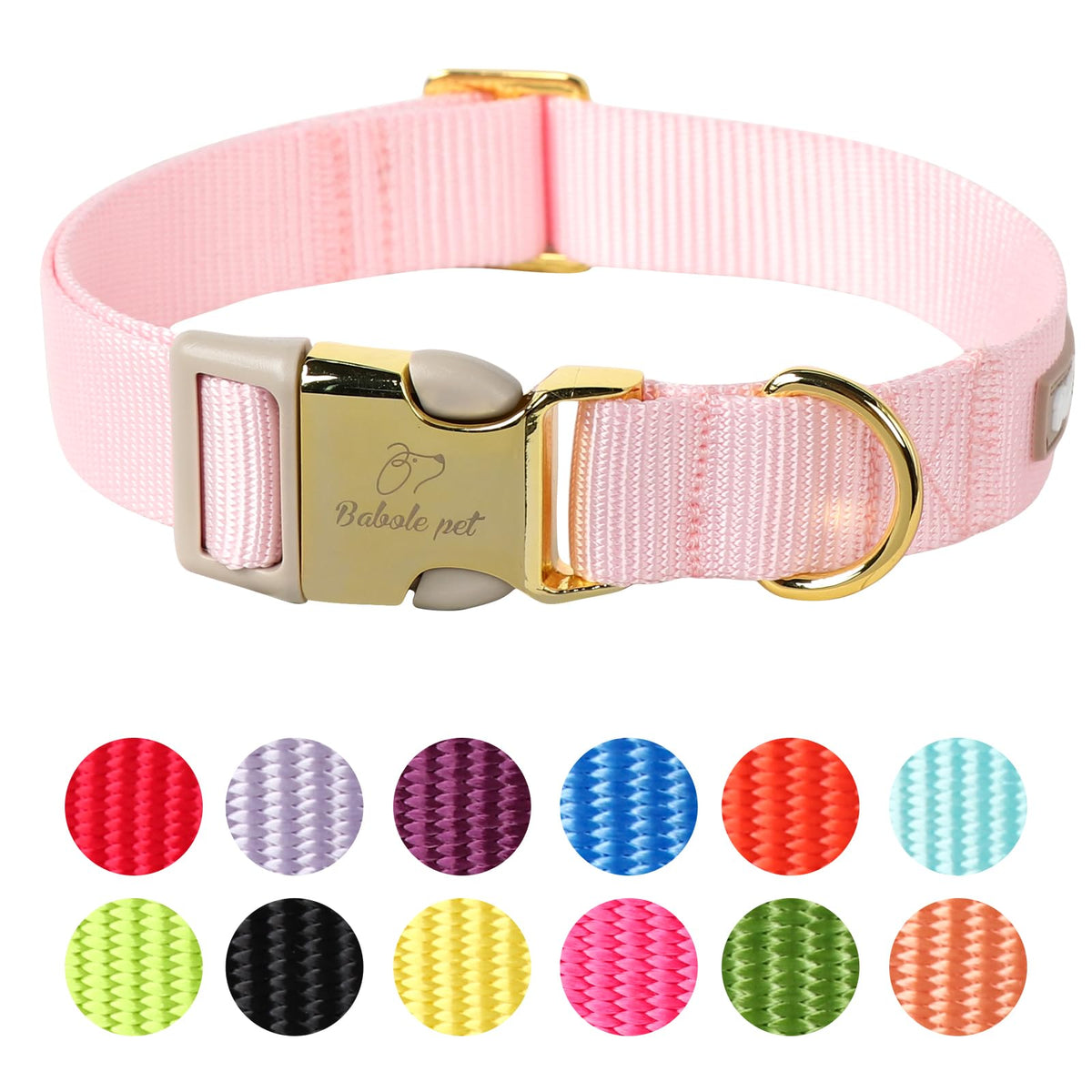 Babole Pet Nylon Dog Collar - Adjustable Black Soft Webbing Dog Collars for Small Medium Large Dogs Boy Girl Puppy Collar with Safety Metal Buckle S