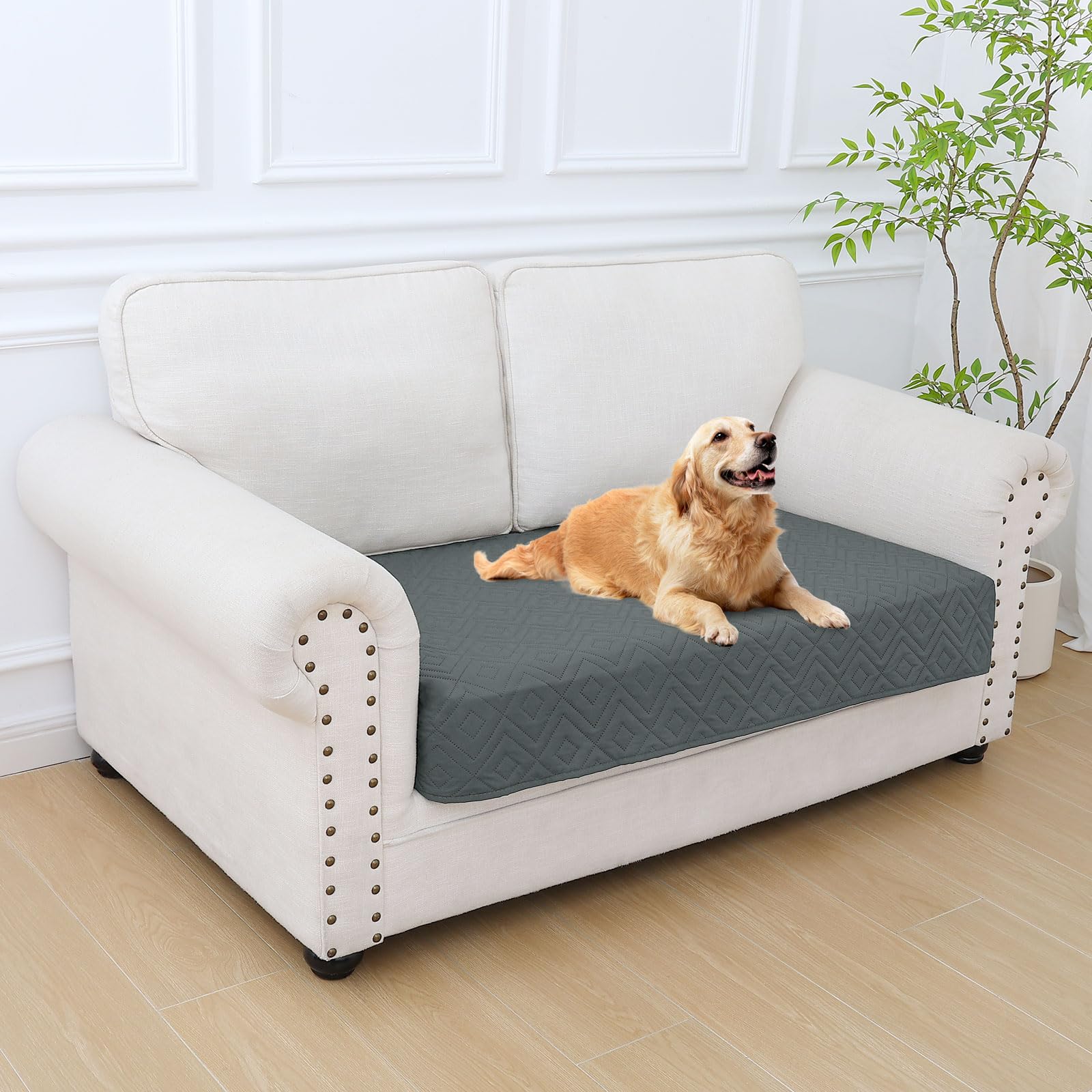 hyha Waterproof Reversible Dog Blanket, Pet Blanket for Sofa Couch
