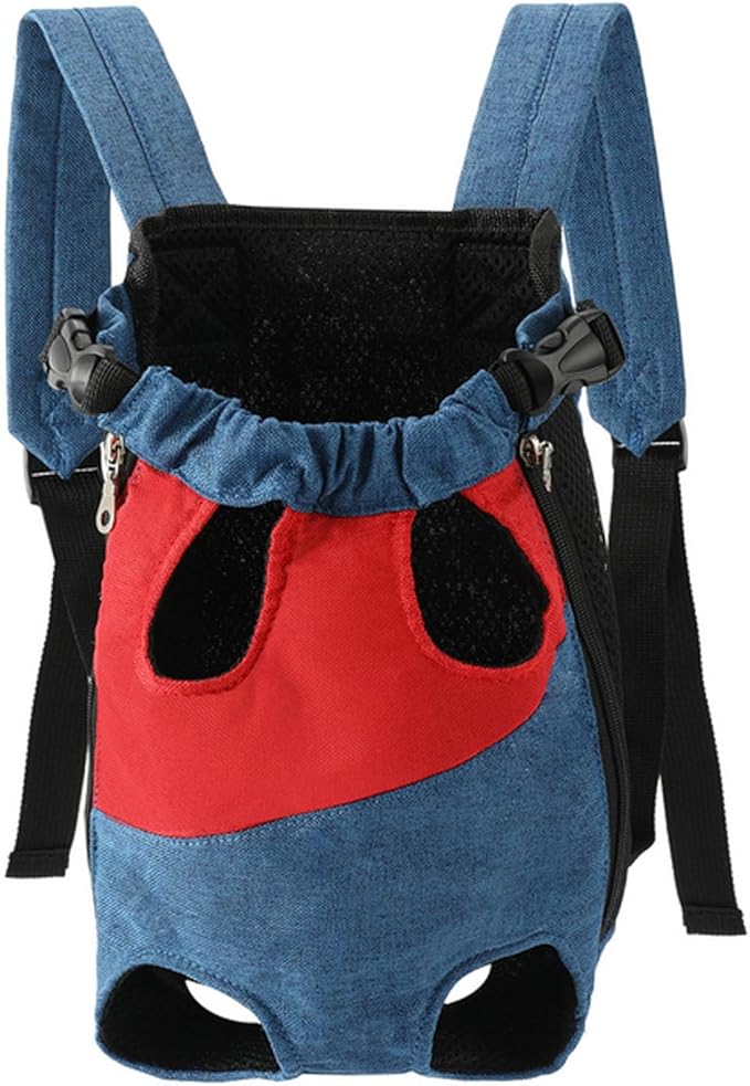Lightweight Pet Backpack Carrier for Small Dogs & Cats - Easy-Fit Adjustable Straps, Basic Legs-Out Design, Durable for Daily Use (Fits Pets Under 15lb) (Yellow-Blue Color-Blocked, XX-Large)