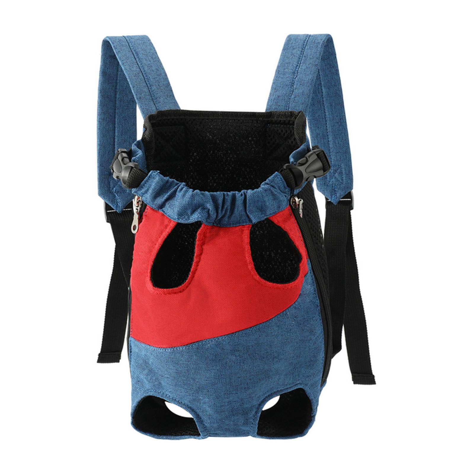 Lightweight Pet Backpack Carrier for Small Dogs & Cats - Easy-Fit Adjustable Straps, Basic Legs-Out Design, Durable for Daily Use (Fits Pets Under 15lb). (Red-Blue Color-Blocked, Large(8.8lb-11lb))