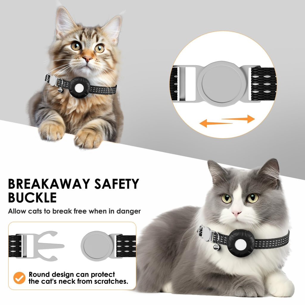GPS Tracker for Cats-No Monthly Fee, Waterproof Cat Tracker,Real-Time Cat Collar for Pets,Kids,Luggage & Assets | 367-Day Battery Life|GPS Tracker Compatible with Apple Find My App (Only iOS) (Black)