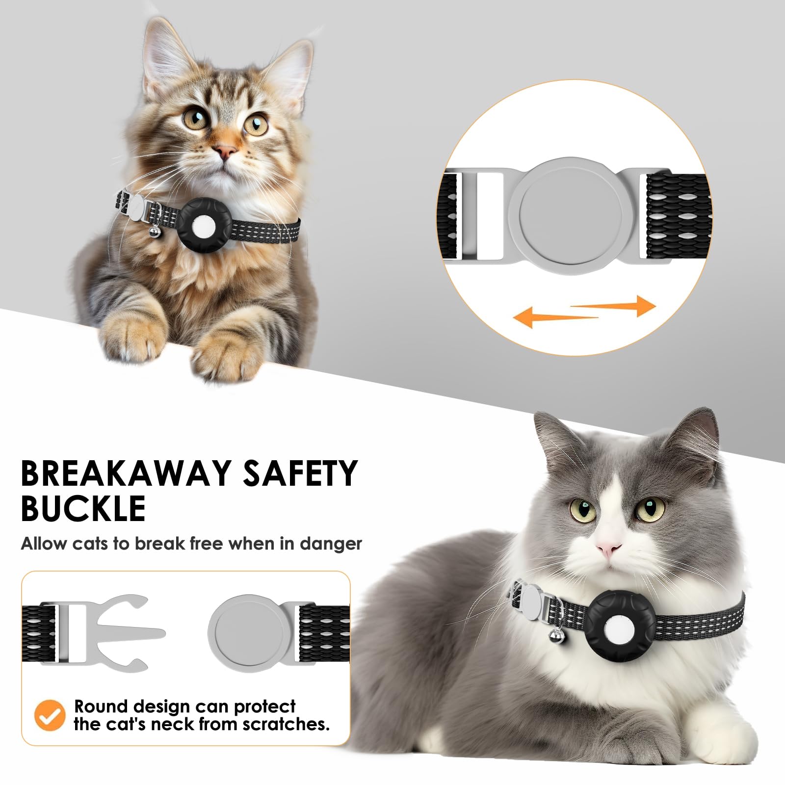 GPS Tracker for Cats-No Monthly Fee, Waterproof Cat Tracker,Real-Time Cat Collar for Pets,Kids,Luggage & Assets | 367-Day Battery Life|GPS Tracker Compatible with Apple Find My App (Only iOS) (Black)