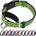 JOYEEIIOO Martingale Dog Collar, Adjustable Nylon Reflective Collar with Quick Release Buckle, No Pull Dog Training Collars for Small Medium Large Dogs (Lime Green Medium)