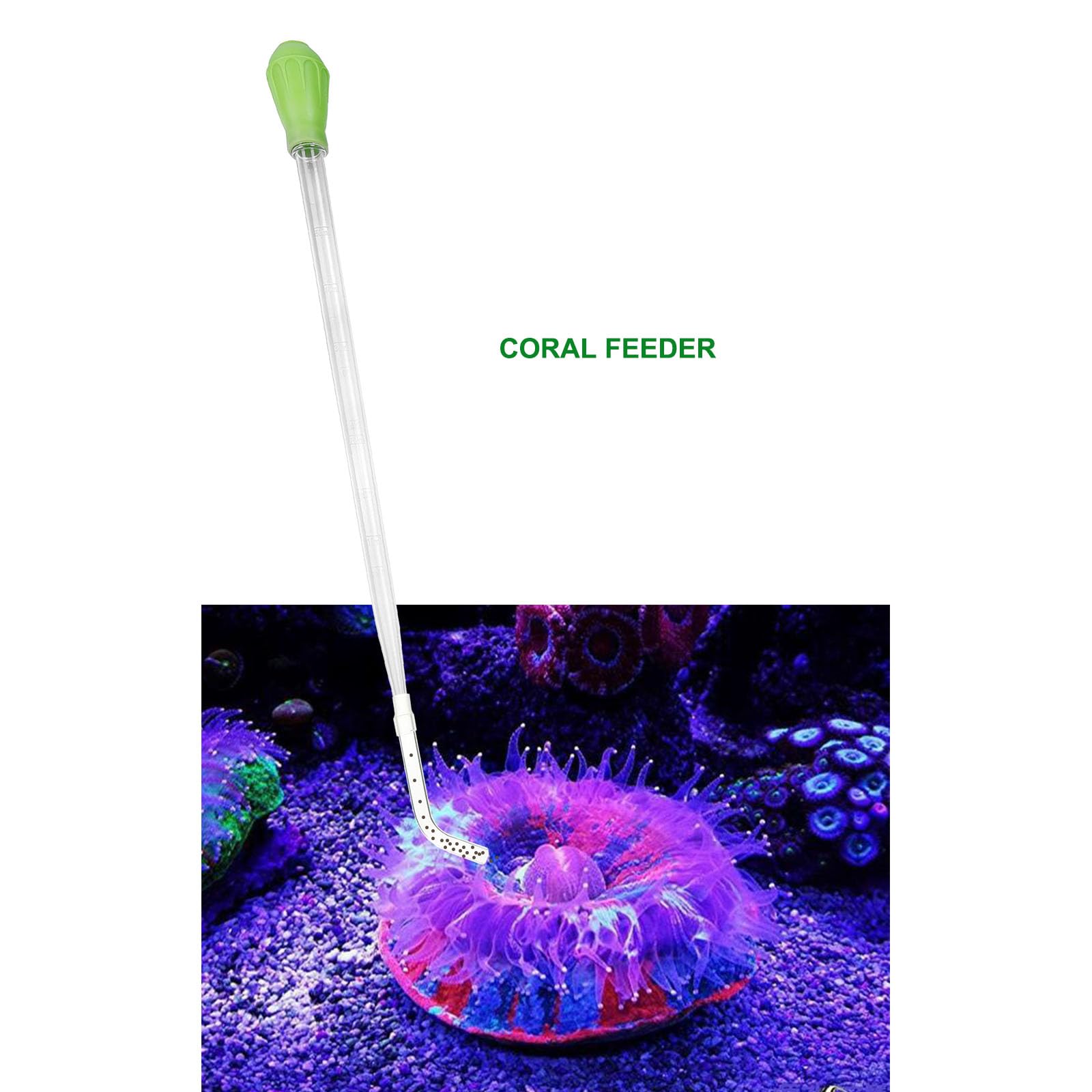 50ml Manual Coral Fish Feeder/Water Changer/Waste Remover with 2pcs Extension Pipes, Fecsam 17.7inch Aquarium Clean Tool for Fish Tank Cleaning, Aquatic Pipette Dropper, Gravel Cleaner Siphon