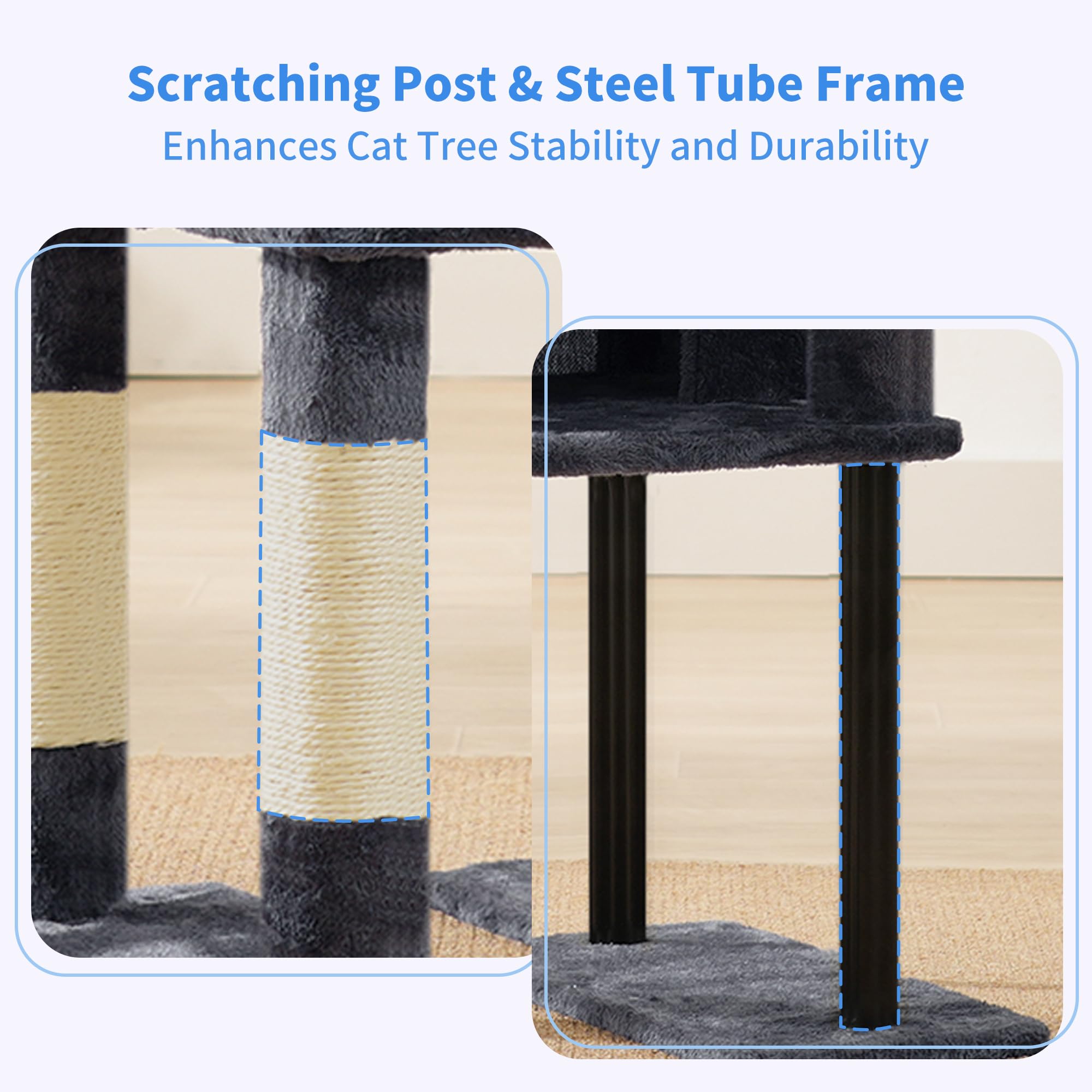Heybly Cat Tree with Toy, 49.2 inch Cat Tower for Indoor Cats HCT200SG