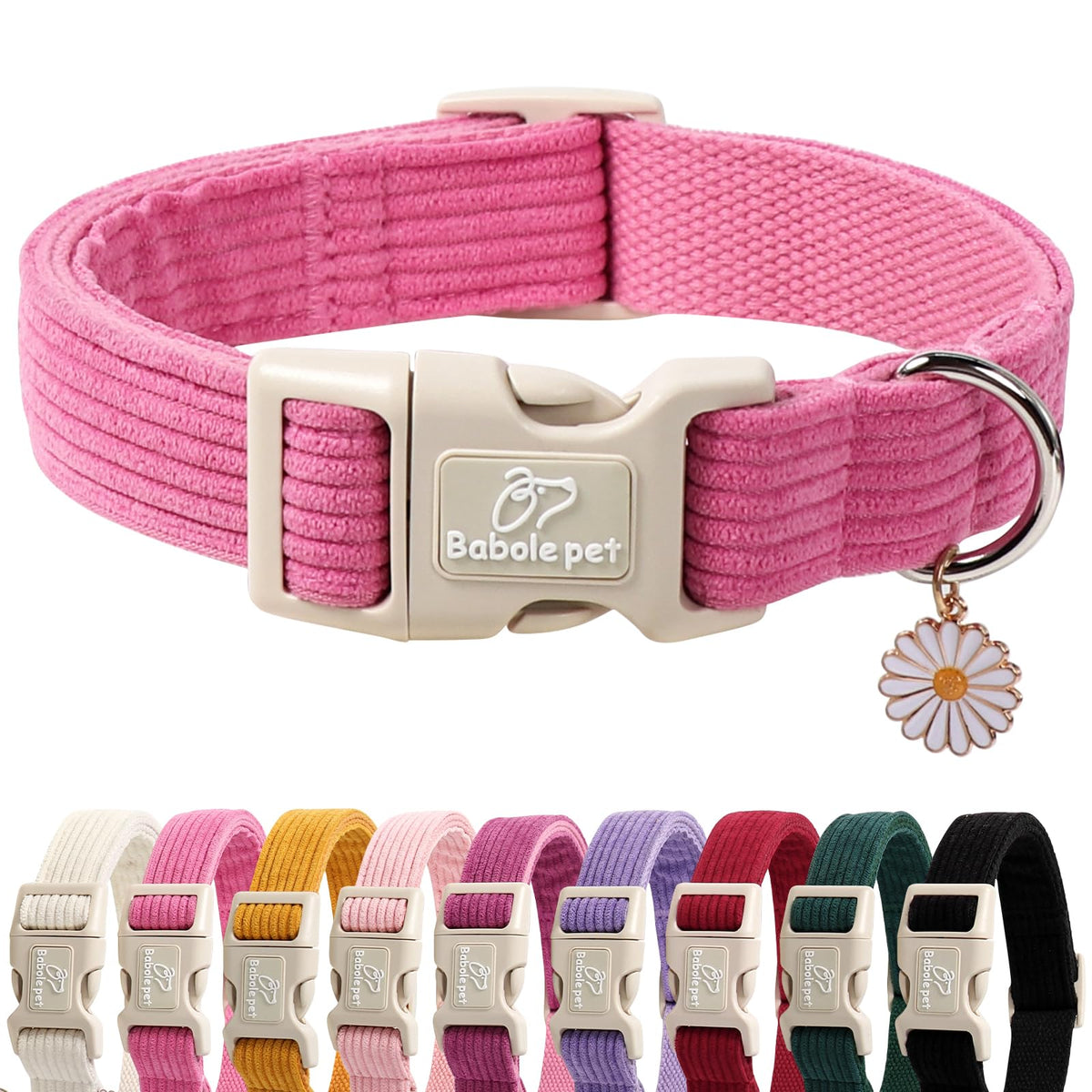 Babole Pet Nylon Dog Collar - Adjustable Black Soft Webbing Dog Collars for Small Medium Large Dogs Boy Girl Puppy Collar with Safety Metal Buckle S