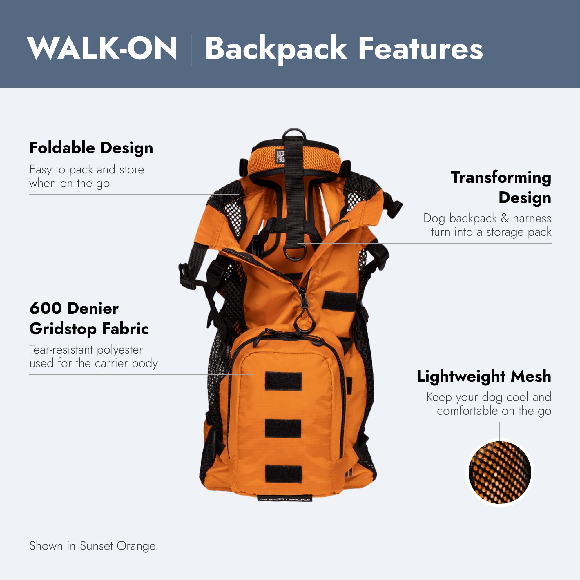 K9 Sport Sack Walk-On - X-Small, Buttercup Yellow - Ideal for Dogs with 9-12” Back Length - Lightweight, Packable, Backpack-Style Carrier - Includes Compatible Harness & Storage Bag