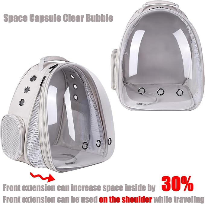 Front Expandable Cat Backpack, Fit up to 20 lbs, Space Capsule Bubble Window Pet Carrier Backpack for Large Fat Cat and Small Puppy