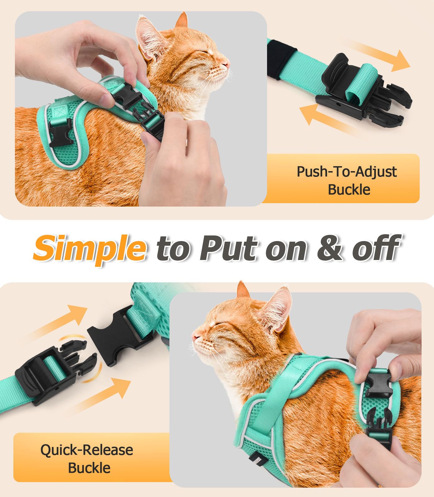 Cat Harness and Leash Set,Escape Proof Kitten Harness,Green