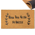 Assaoy Door mat Outside Entrance,Bless This Hizzle Fo Shizzle Coir Front Door Mat with Heavy Duty Backing,Funny Doormats,Welcome Embroidered Rubber Floor Mat Indoor Spring Easter Home Decor 30”x18”