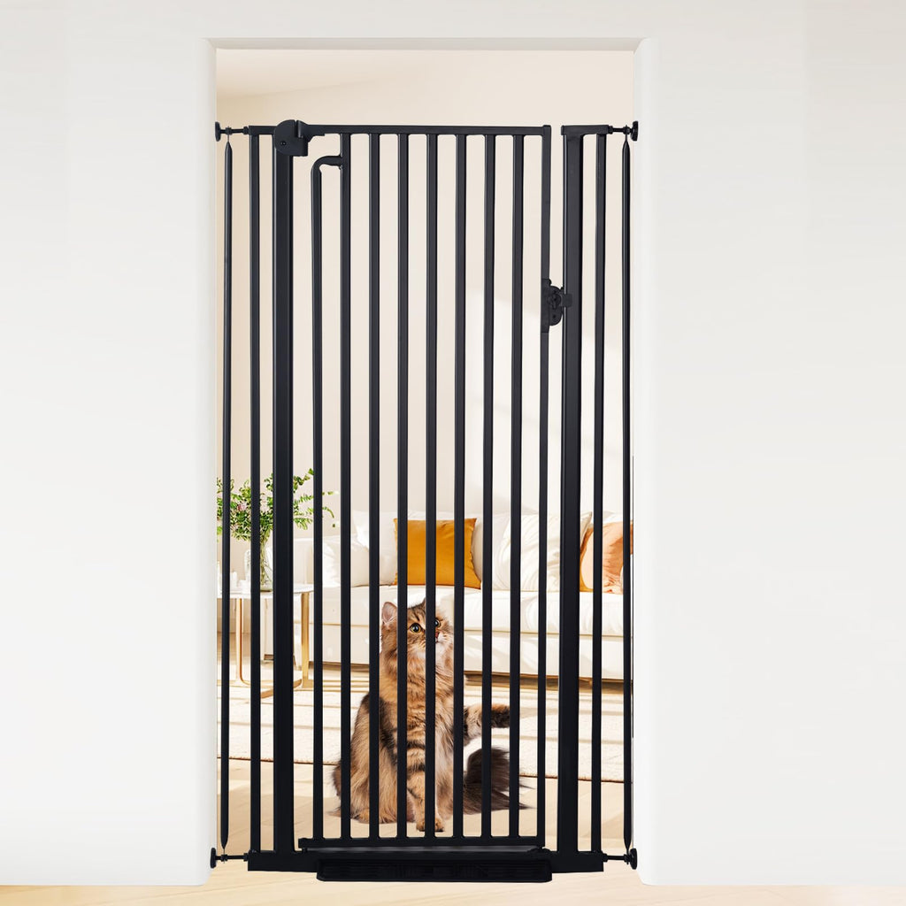 59" Extra Tall Cat Gate for Doorway, 29.4-33.4" Wide, Black