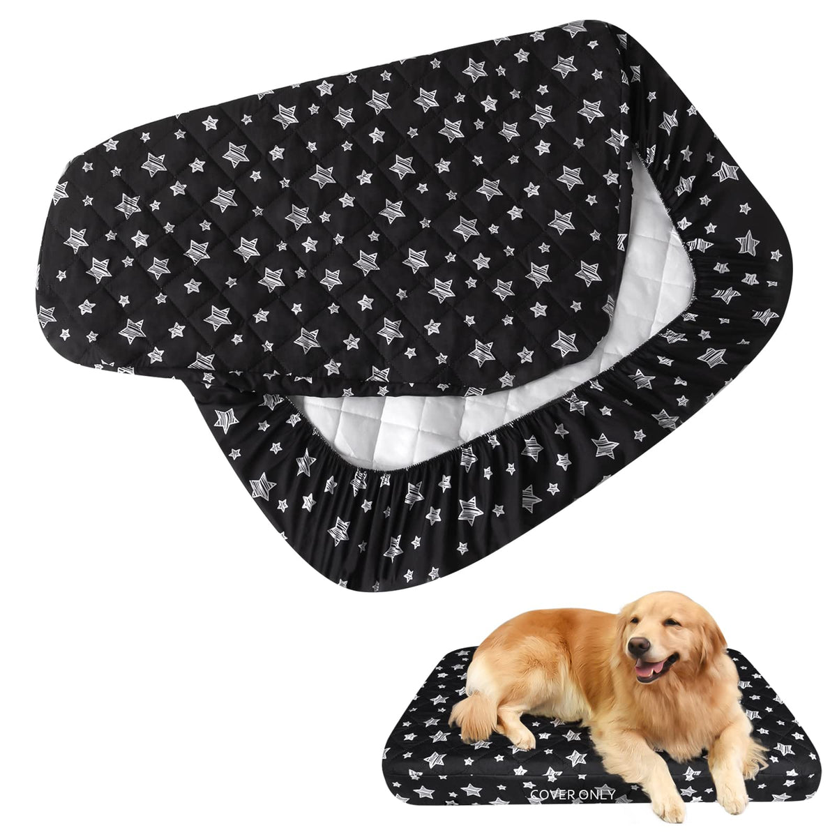 Waterproof Dog Bed Covers Replacement Lovely Grey Star Print, 35x44 Inches