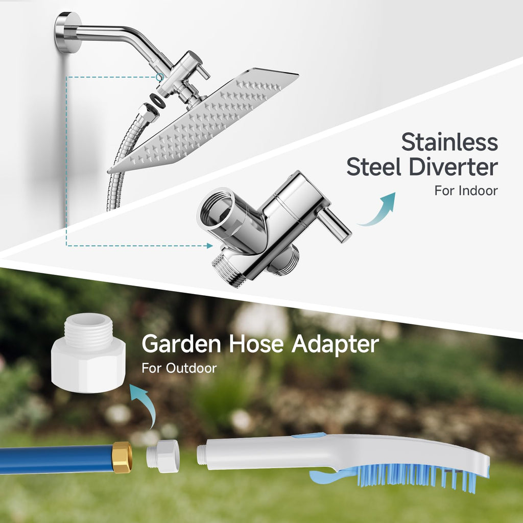 Dog Shower Attachment with 4 Adjustable Settings, Indoor and Outdoor Use
