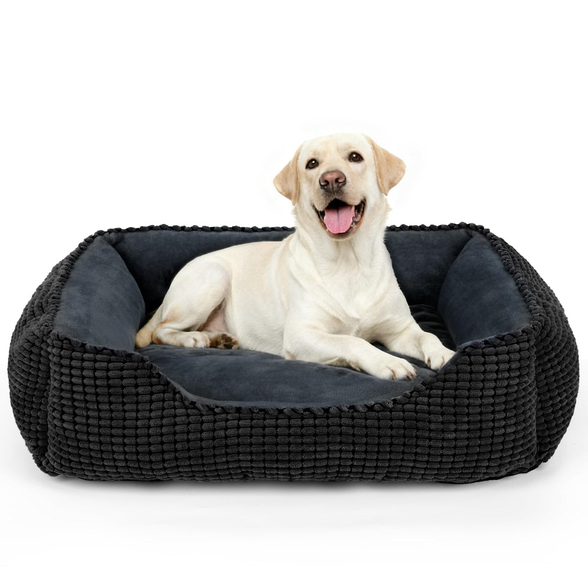 MIXJOY Dog Bed for Large Medium Small Dogs, Rectangle Washable Sleeping Puppy Bed, Soft Calming Cat Beds for Indoor Cats, Orthopedic Pet Sofa Bed, Anti-Slip Bottom with Multiple Size (25'', Grey)