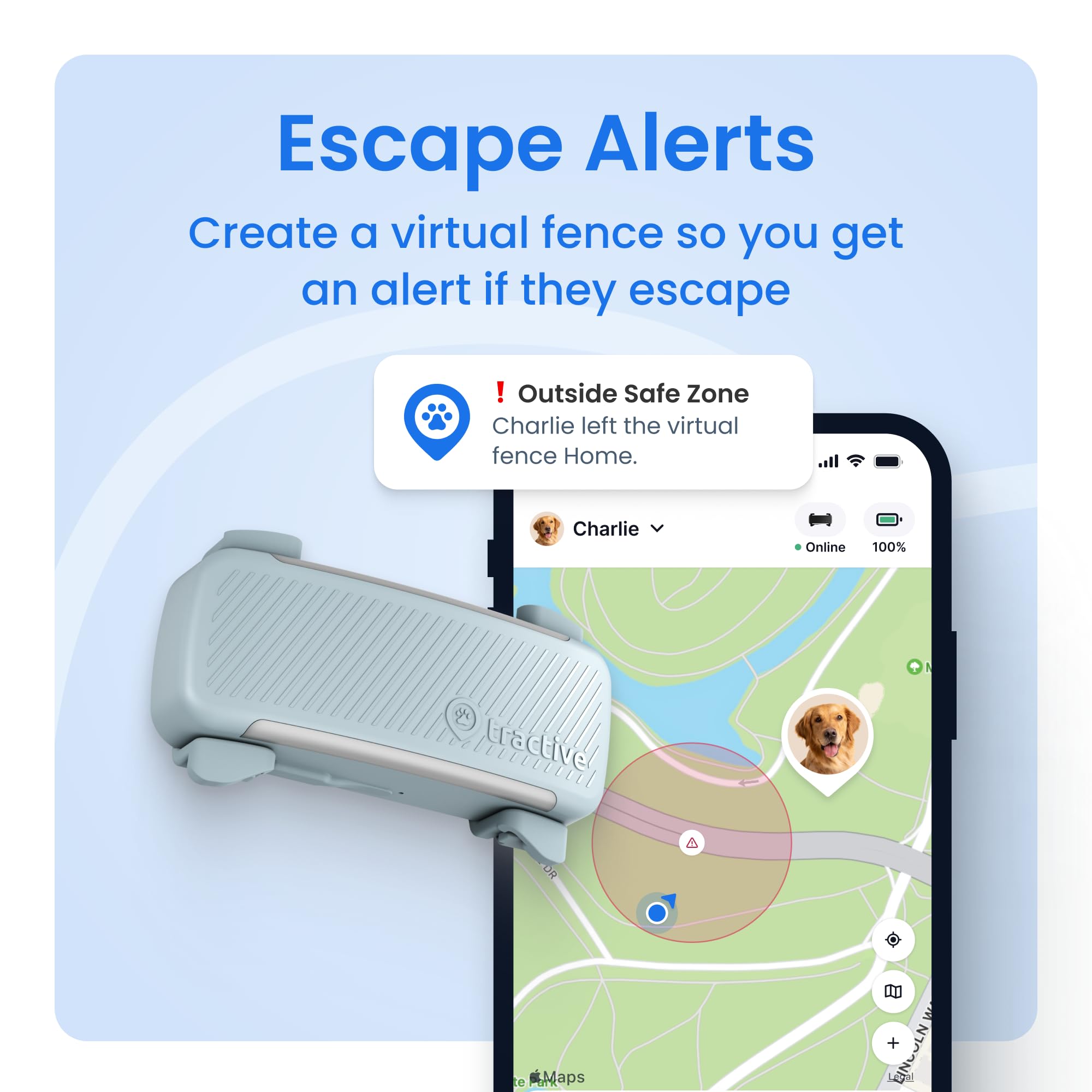 Tractive Smart Dog GPS Tracker | Live Pet Tracker with Virtual Fence | Vital Signs Monitoring of Heart & Respiratory Rate | Bark Monitoring | Dog Collar Attachment (Mint)