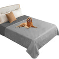 fuguitex Waterproof Dog Blanket Bed Cover Dog Crystal Velvet Moroccan Fuzzy Cozy Plush Pet Blanket Throw Blanket for Couch Sofa(82 * 102 inch, Light Grey+Grey)