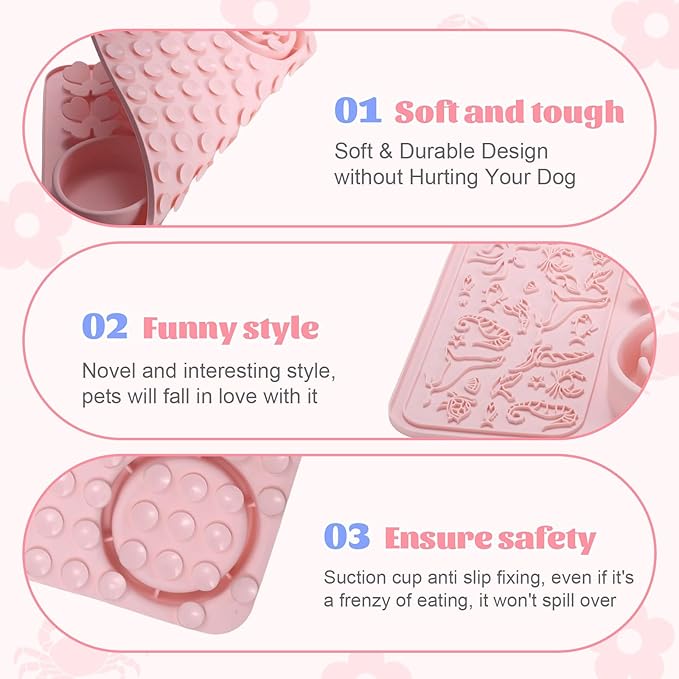 Silicone Lick Mat for Dogs & Cats – Slow Feeder Dog Bowl, Non-Slip Licking Mat for Large & Small Breeds, Puzzle Feeder & Snuffle Mat for Fast Eaters, Interactive Pet Food Mat with Spatula