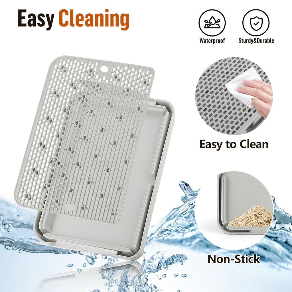 Cat Litter Box Step, Cat Step with Detachable Splash-Proof Baffles, Grey