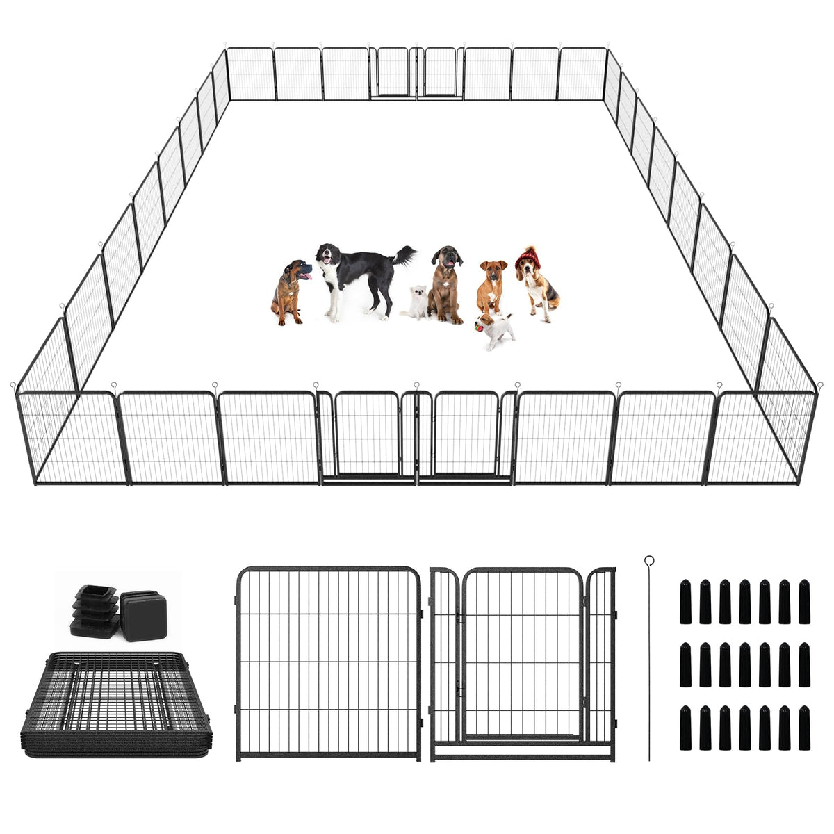 Kfvigoho Dog Playpen Outdoor Extra Wide 16 Panels Heavy Duty Dog Fence 50"