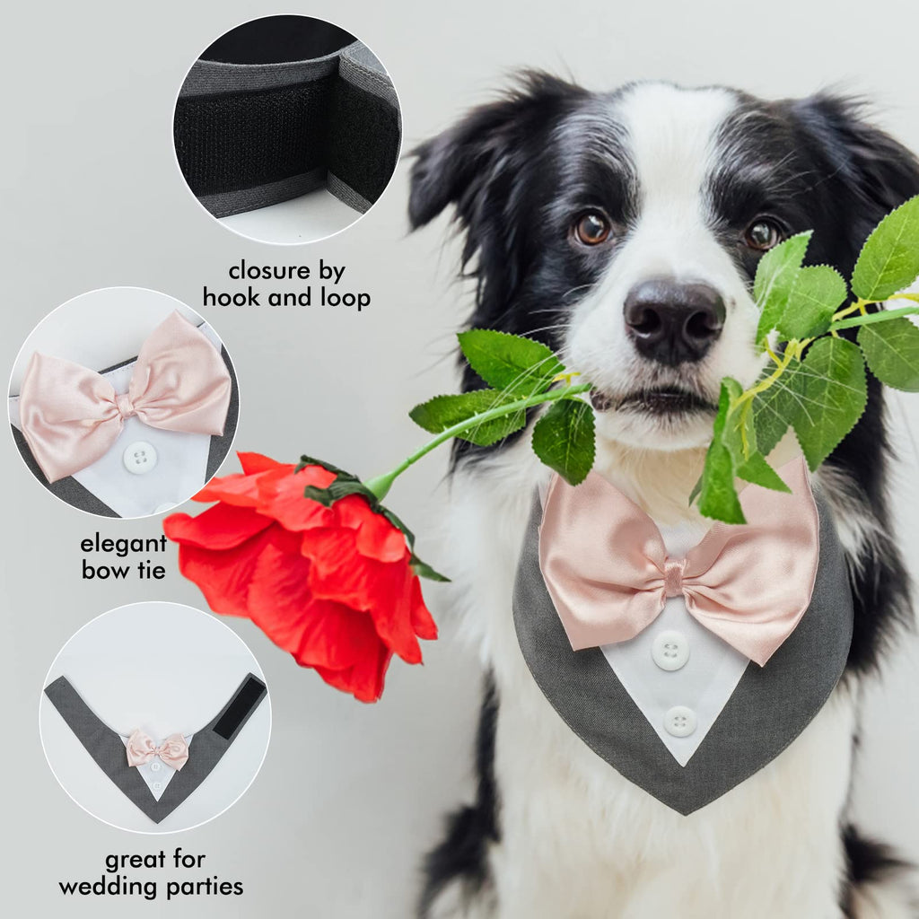 FUAMEY Dog Tuxedo for Small Dogs Suit Bandana Wedding Outfit Bow Tie Collar