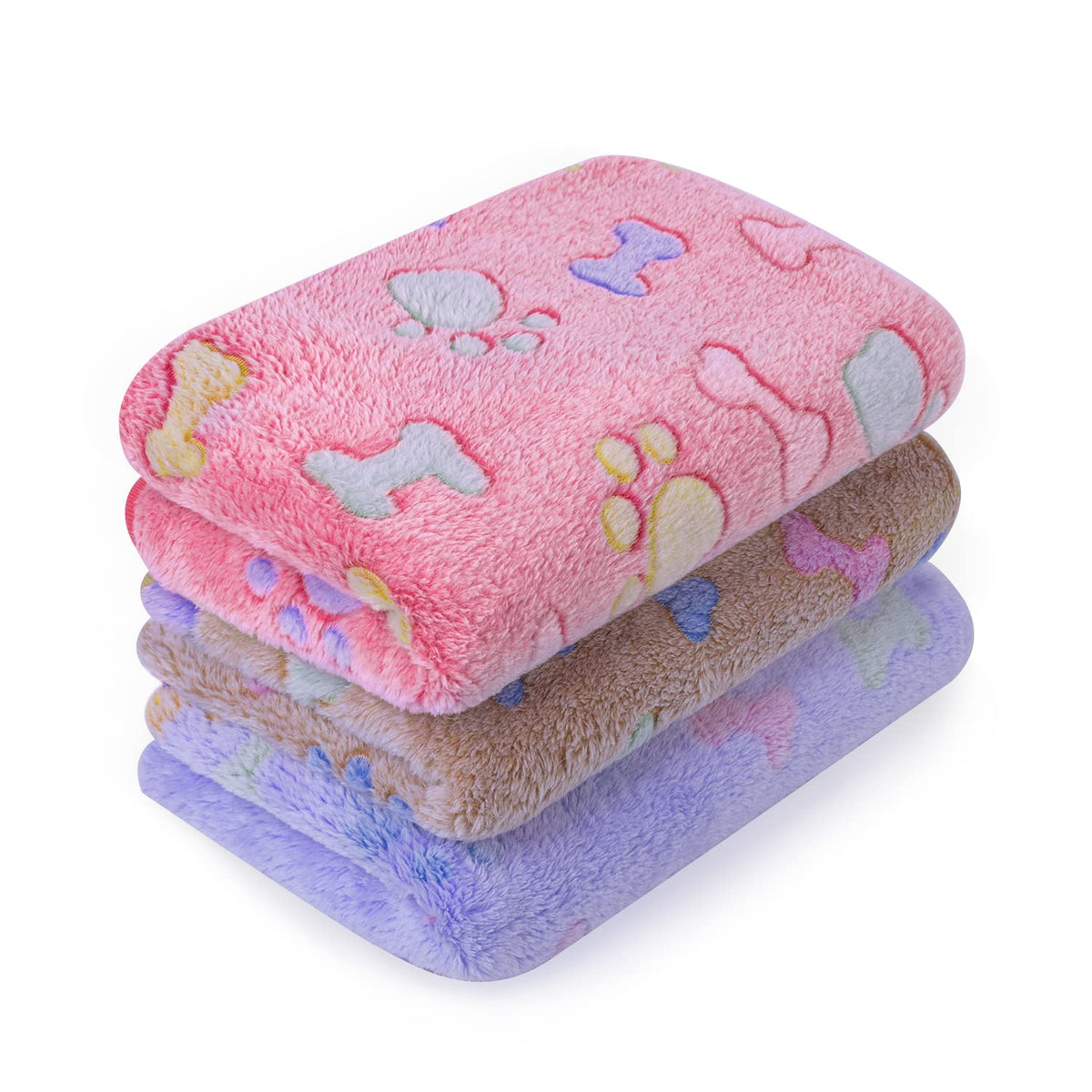 LeapSheep Pet Blankets for Dogs Cats - 3Pack Heart Pattern Super Soft Fluffy Dog Blankets for Small Medium Large Doggy Kitten (Light, Large)