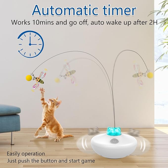 Oxawo Interactive Cat Toys Indoor Cats Toy Automatic Moving Feather Wand