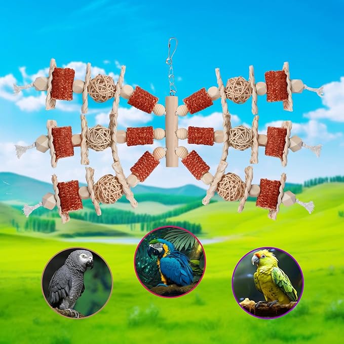 kencunay Bird Toys,Natural Corn Stick Parrot Toys Hanging in Bird Cages