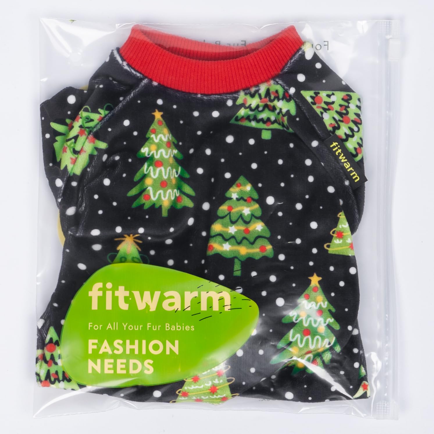 Fitwarm Christmas Tree Dog Pajamas, Christmas Clothes for Small Dogs Boy Girl, Holiday Pet Outfit, Black, Red, Green, Yellow, XXL