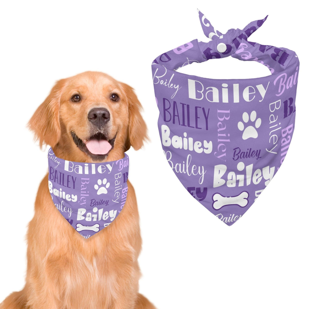 Personalized Dog Bandanas Custom Neckwear Name Button Anti-loosening