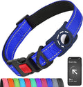 Erbine AirTag Dog Collar with AirTag Holder Compatible for Air Tag, Reflective Soft Padded, Safety Locking Buckle, Adjustable Nylon for Small Medium Large Dogs (NavyBlue,XS)
