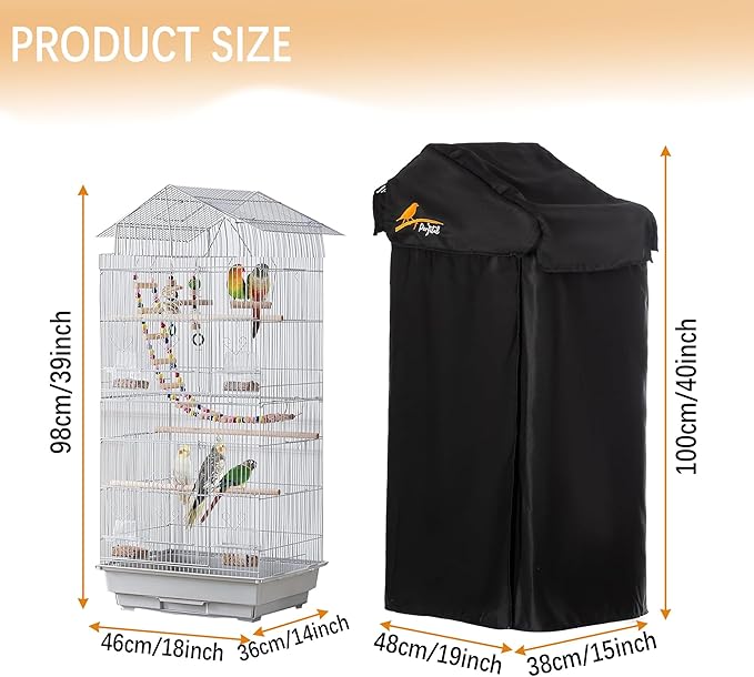 Perfitel Small Black Good Night Blackout Bird Cage Cover(18 x 14 x 40inch)
