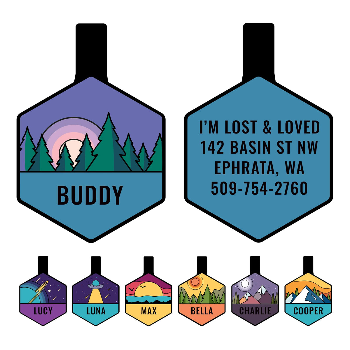 GoTags Silent Dog Tag, Personalized Engraved Bone Silicone Pet ID Tag