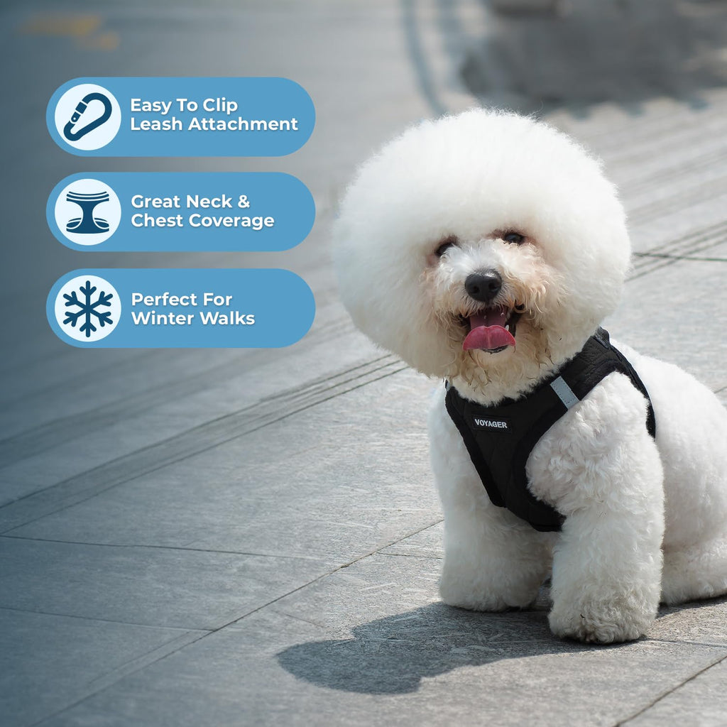 Voyager Step-in Plush Dog Vest Harness -Black Plush, X-Large