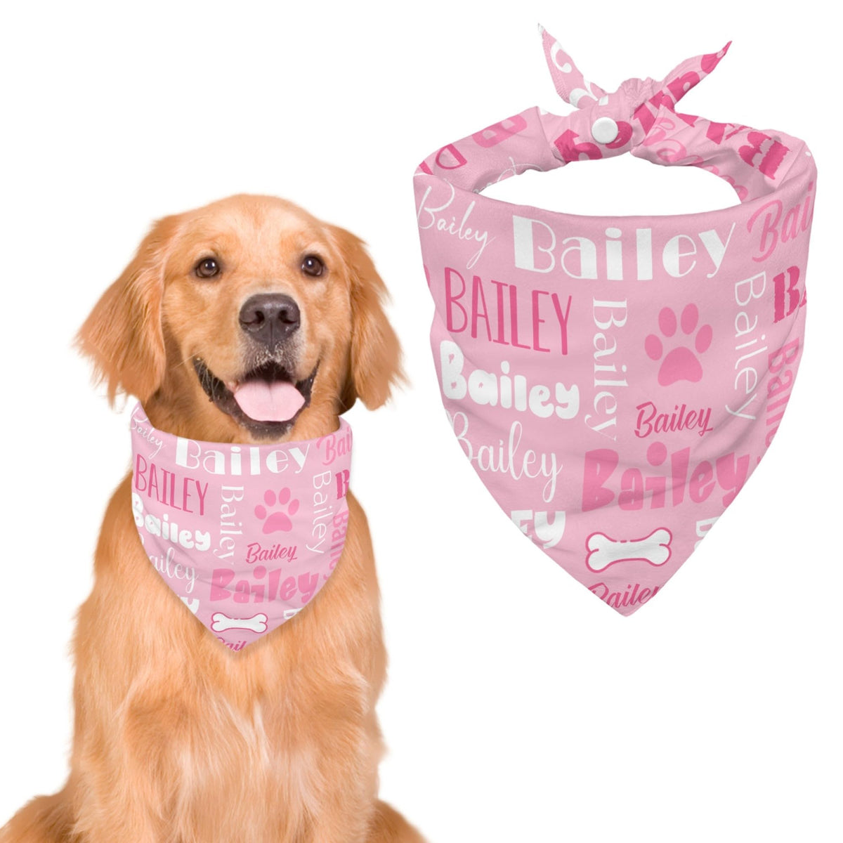 Personalized Dog Bandanas Custom Neckwear Name Button Anti-loosening