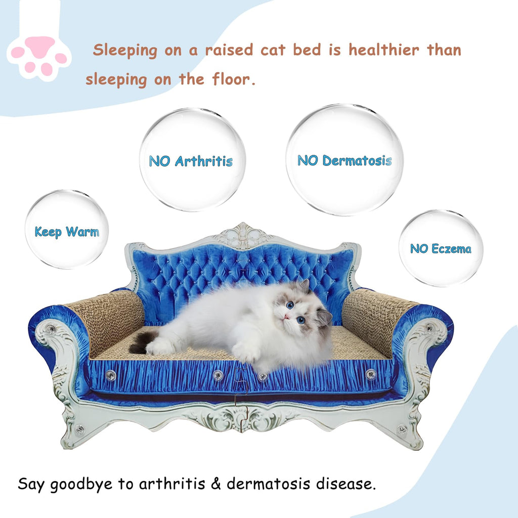 INRLKIT Luxury Cardboard Cat Scratcher Sofa Bed, Couch Shaped Cat Scratching Board, Scratch Lounge with Catnip, Scratcher for Indoor Cats Kittens Kitties