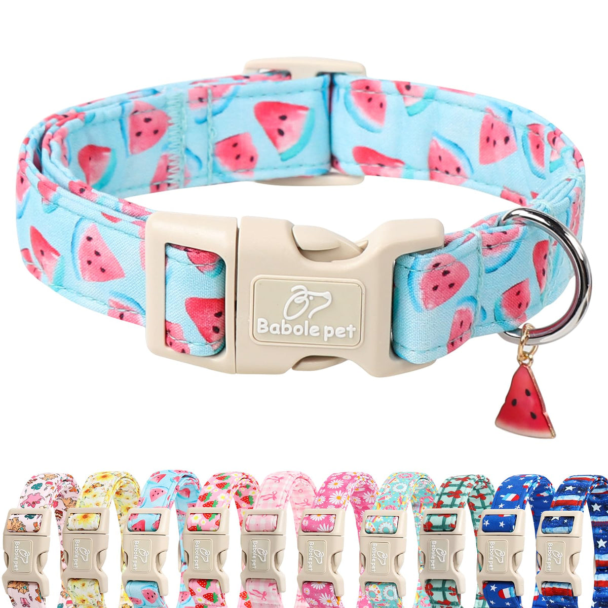 Babole Pet St Patricks Day Dog Collar for Small Dogs - Lucky Flower Shamrock Green Dog Collars, Cute Irish Clover Puppy Collar with Quick Release Buckle for Girls&Boys Dogs XS